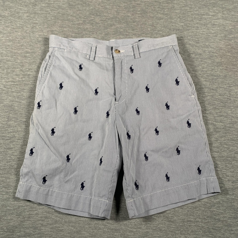 Polo Ralph Lauren Shorts Mens 29 Stripe Embroidered Pony Classic Preppy Summer‎
